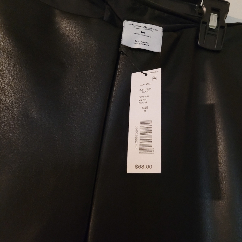 NWT- Black Faux Leather Flare Cropped Pants - Picture 4 of 9